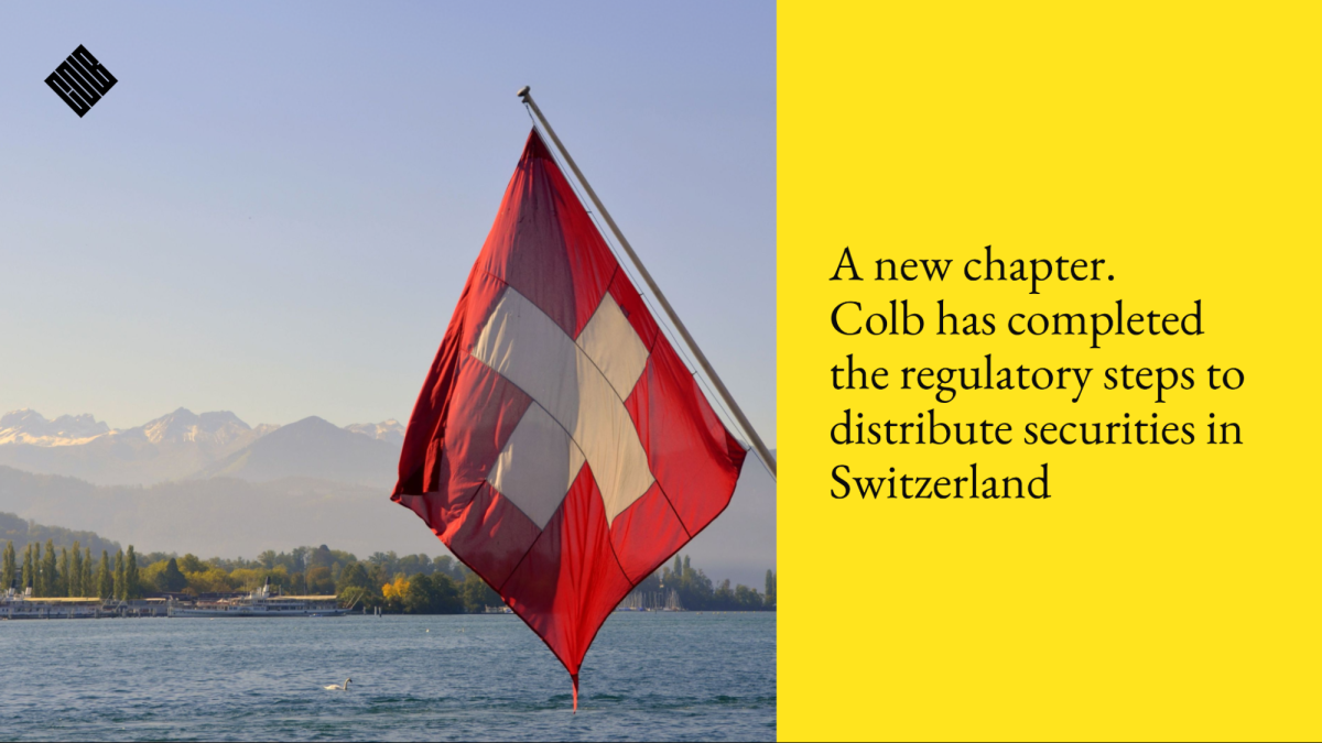 Colb Becomes Switzerland&rsquo;s First Provider of Pre-IPO Structured Products as Ledger-Based Securities